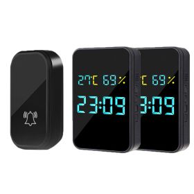 Outdoor Wireless Doorbell Digital Door Bell No Battery Self-powered Button Doorbell 200M Range 38 Chord Waterproof Security Door (Color: Black-1, Plug Type: US plug)